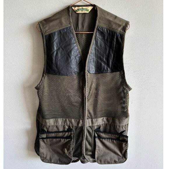Bob Allen Mens Vintage Shooting Vest Moss Green and Black Size Medium to Large - Picture 1 of 12